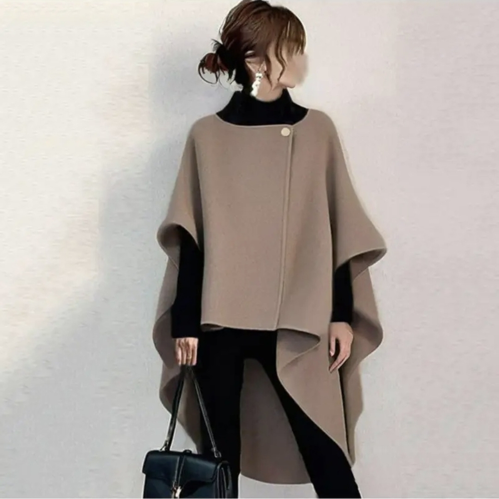 Elegant Women's Beige Cape Poncho